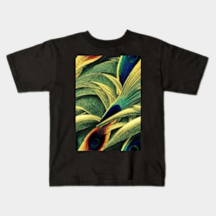 Beautiful colorful Peacock feather pattern - perfect for birdlovers #4 Kids T-Shirt